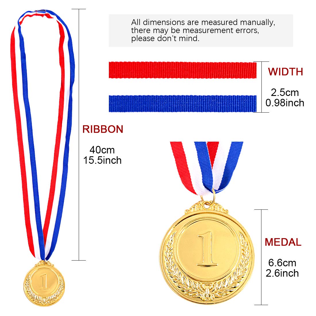 Image secondaire de Swpeet Lot de 15 médailles de récompense en métal avec ruban de cou, style olympique, 5,1 cm