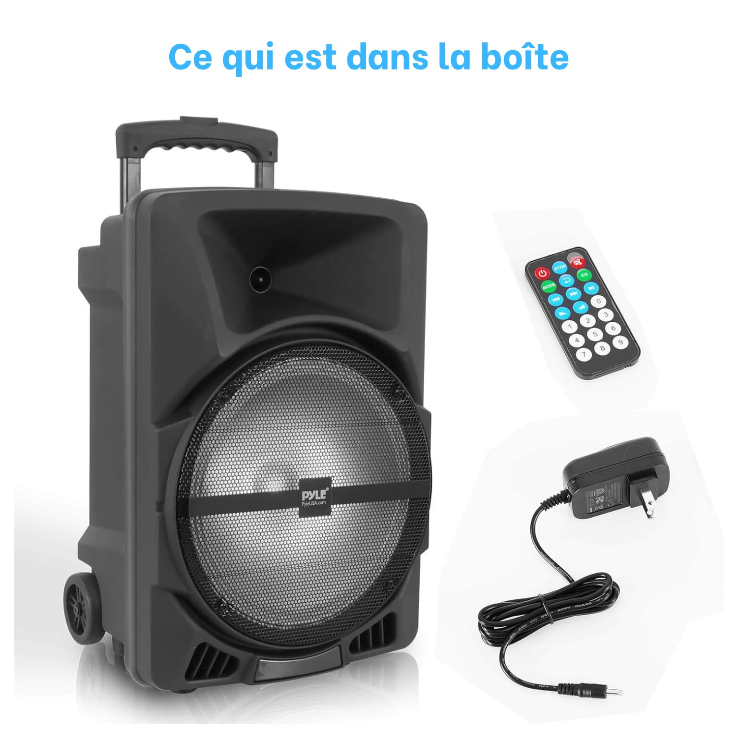 Pyle Enceinte Bluetooth Puissante- Haut Parleur Portable 1200 W sans Fil- Son stéréo DJ intérieur/extérieur,Bluetooth, USB, MP3, entrée AUX 3,5 mm, lumières de fête Clignotantes et Radio FM