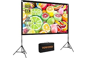 Towond 84 Inch Projector Screen with Stand: Home Cinema Projection at Your Fingertips