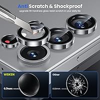 Vista 104 de WSKEN for Samsung Galaxy S24 Ultra Camera Lens Protector, Ultra Thin Scratch Resistant 9H Tempered Glass with Aluminum Metal Circle Camera Screen