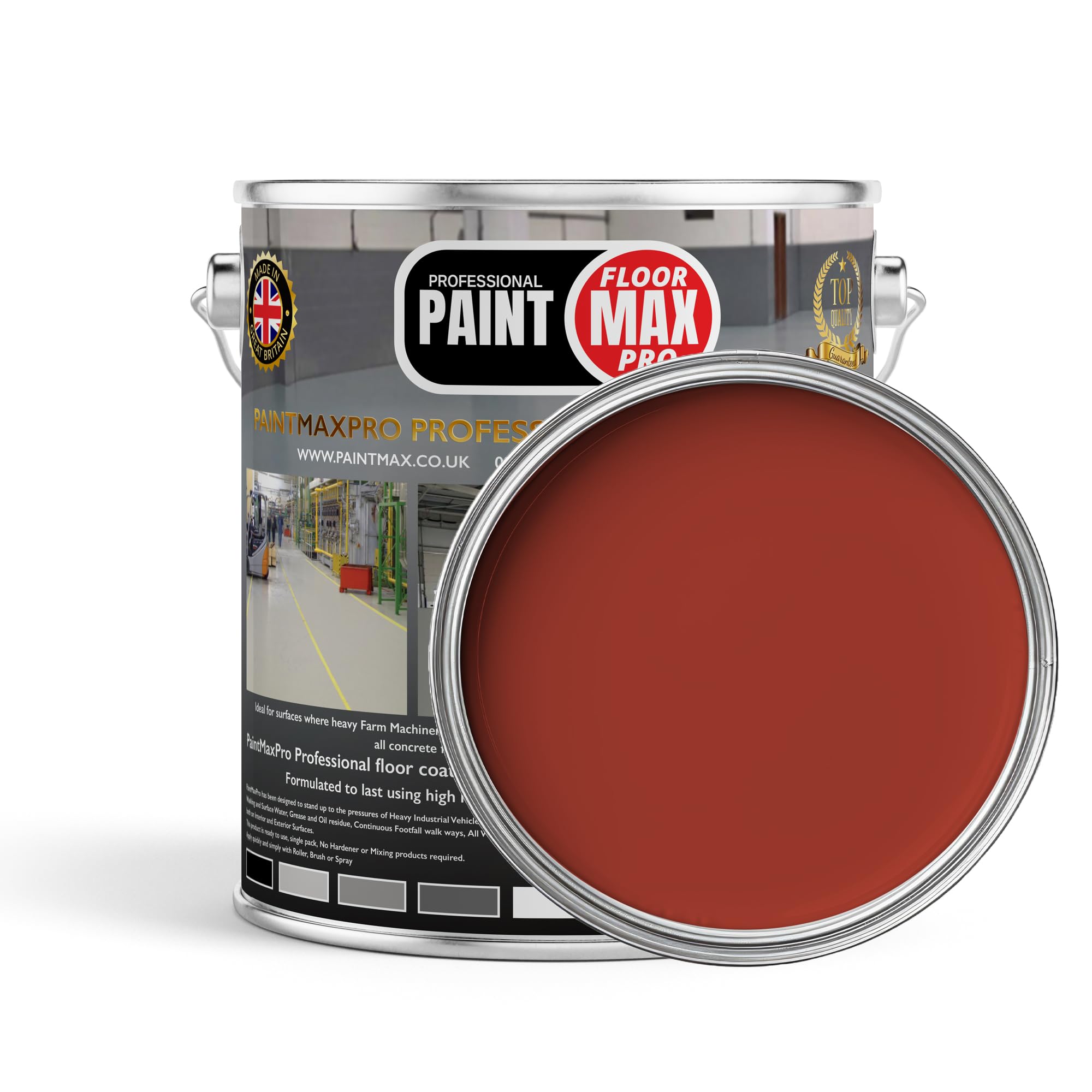 PaintMax Industrial PU350 Polyurethane Concrete Floor Paint Coating (Coral Red, 20 Litre)