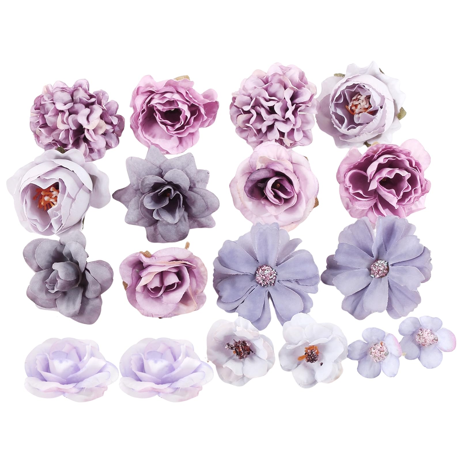LARDUX 24 teste di fiori artificiali, decorazione di fiori finti grandi, in seta, colore bianco, mix per fai da te, matrimoni, feste, accessori per capelli, scrapbooking, decorazioni per la casa