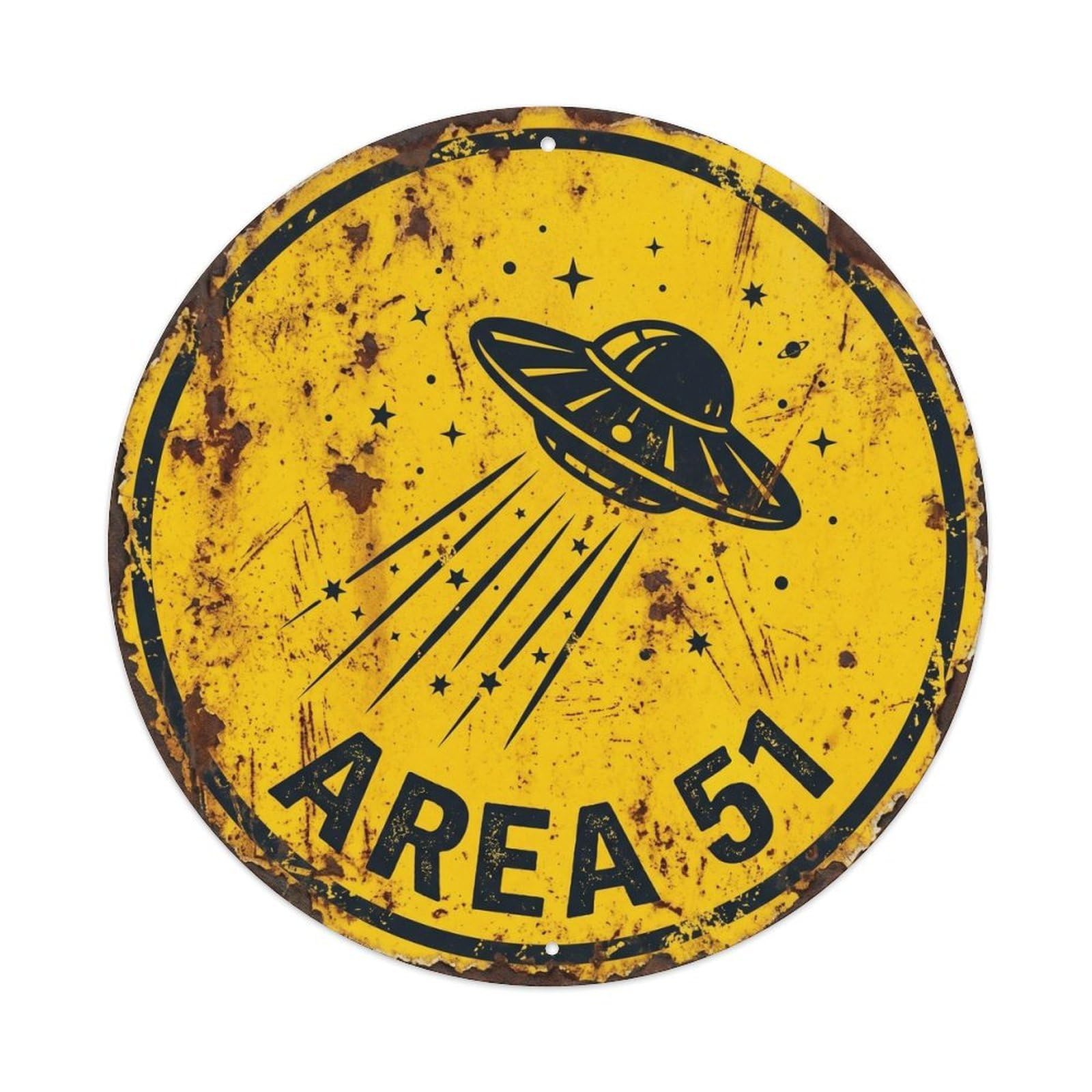 Alien Area 51 Shooting Star Saucer Night Flight Metal Tin Sign