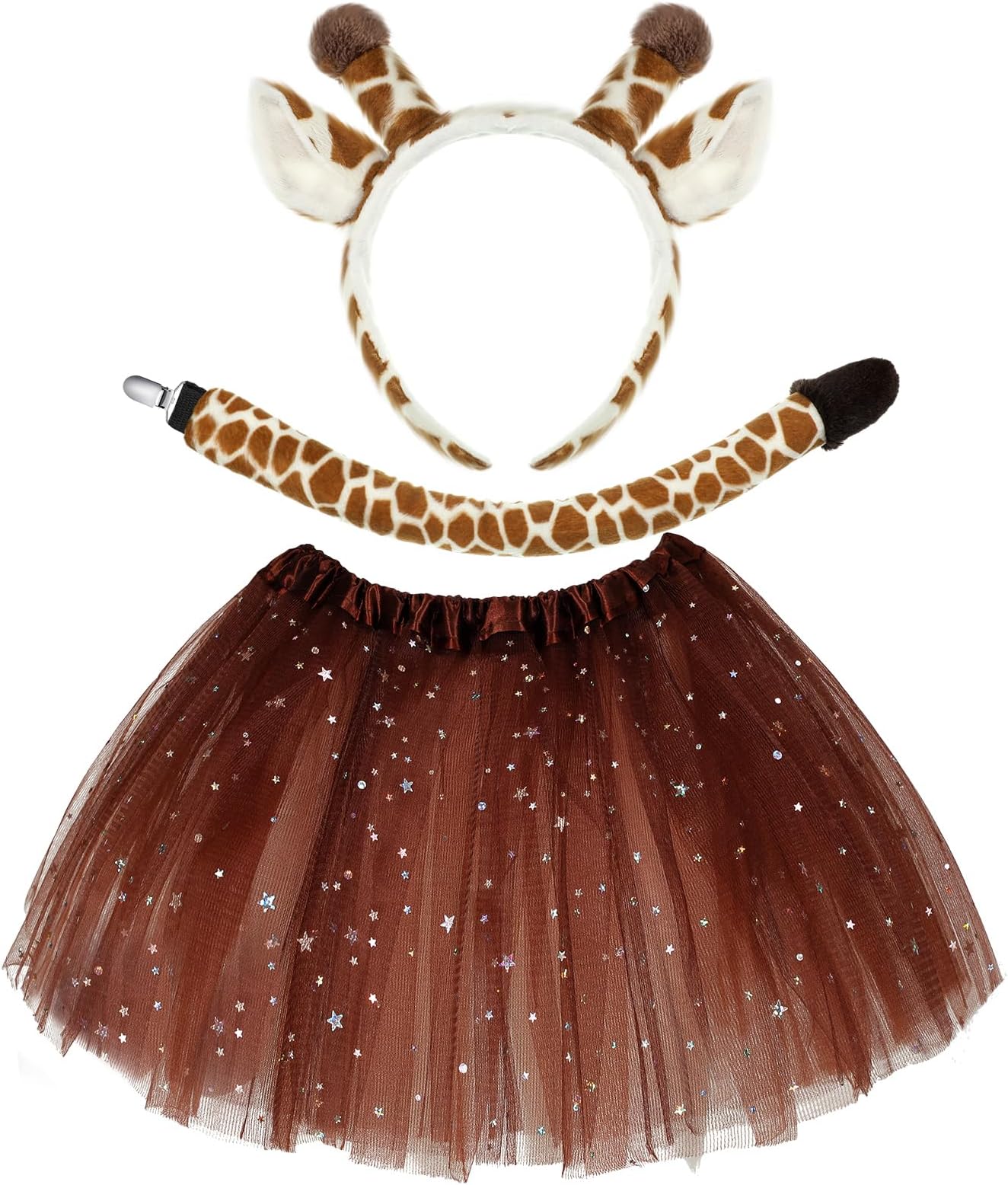 3 Pcs Halloween Costume Animal Tutu Ears Headband Tail Fancy Dress Costume Kit for Halloween Cosplay