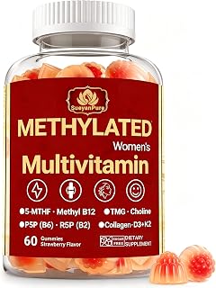 Methylated Women's Multivitamin Gummies, with 5-MTHF, Methyl B12, P5P B6, R5P B2, TMG, Choline, D3, K2,Ca,Mg,Zine,VitaminA,C,E, Sugar-Free, Strawberry Flavor (60 Count(Pack of 1))