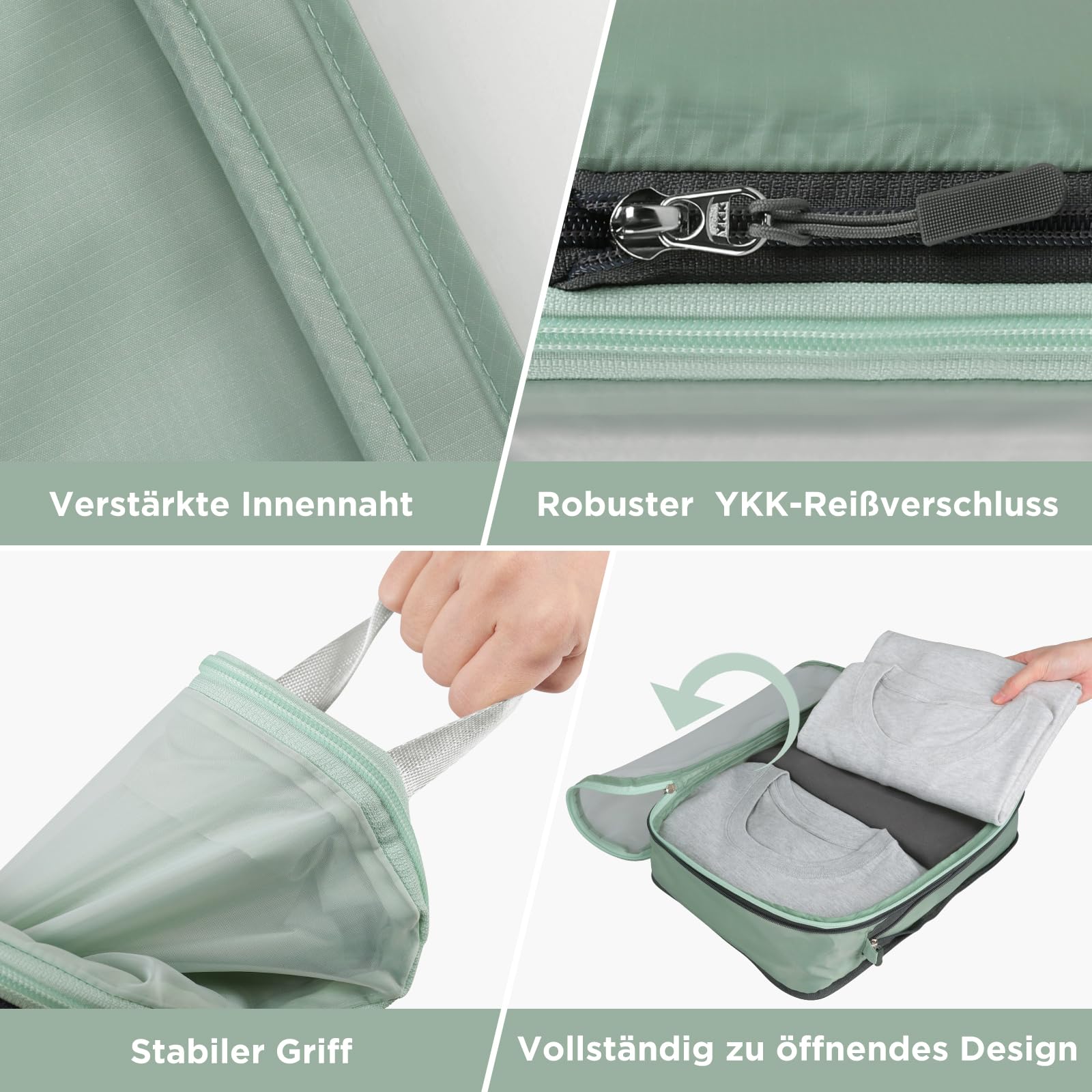 Cipway Kompression Koffer Organizer Set für Rucksack ，Netzgewebe Ultraleichte Packtaschen Packing Cubes Packwürfel Kofferorganizer Packtaschen Kleidertaschen für Reiseorganizer(Salbei grün, 8 Stück)