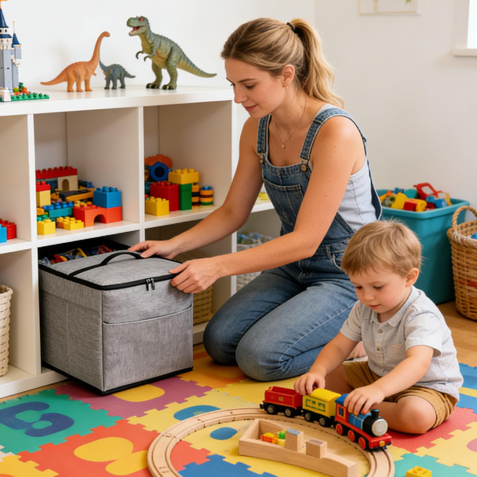 Générique Organizzatore di giocattoli per - Lavabile pieghevole di grande capacità | Porta giocattoli per camera dei bambini | Per camera da , ragazzi, soggiorno, ufficio, casa, interni esterni