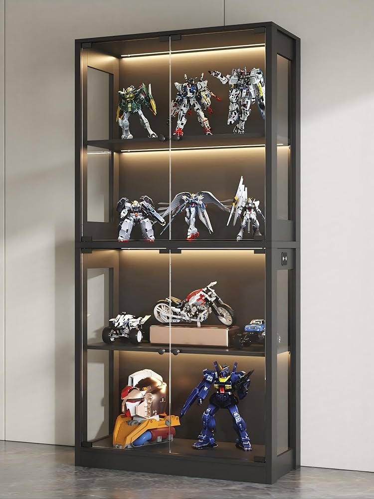 【幅80.5cm×奥行36.5cm×高さ86cm】コレクションケース 両扉タイプ Amazon.co.jp: FUFU&GAGA ガラスケース 4段両扉タイプ センサー