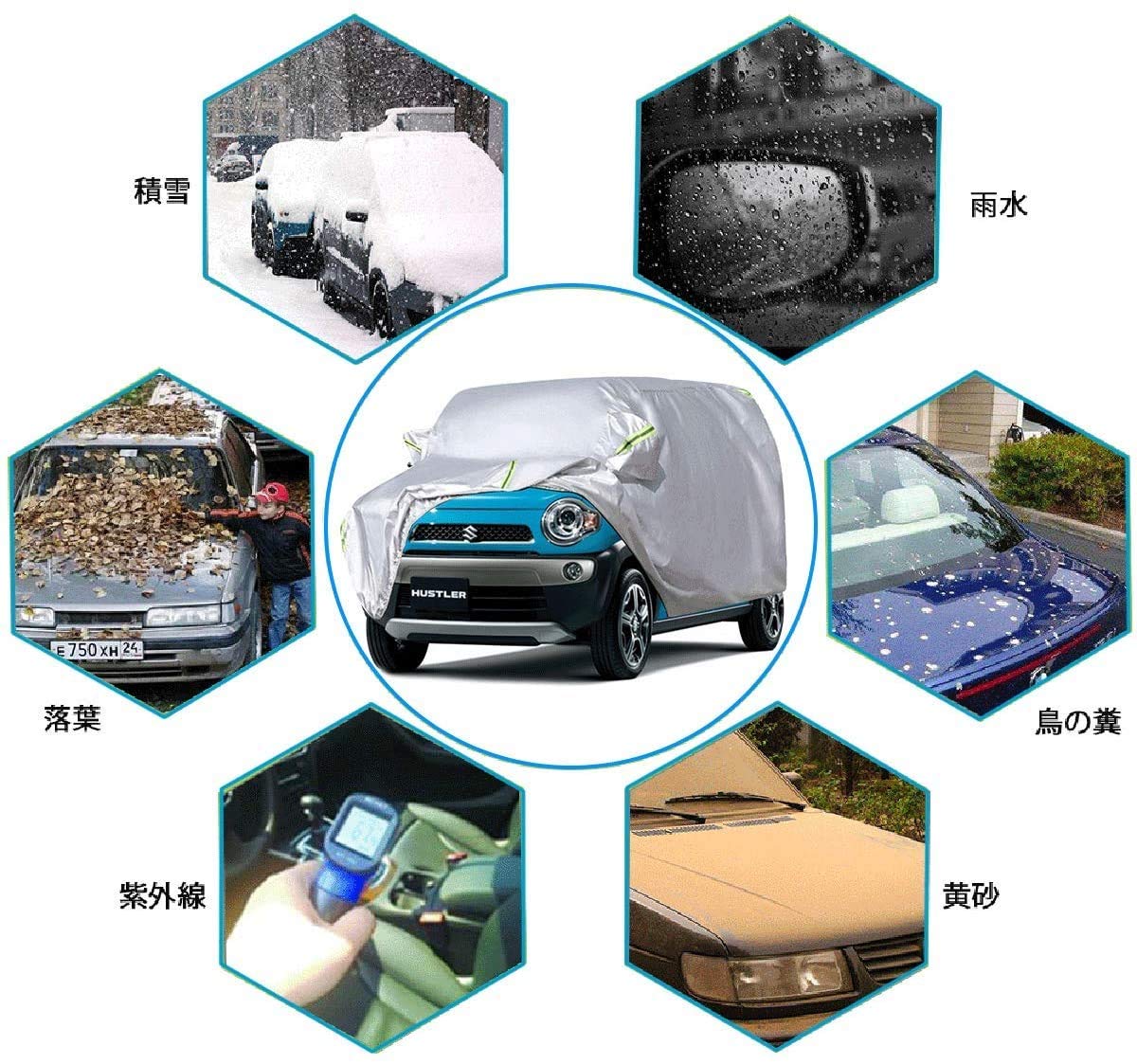 ≪推し≫ ☆軽自動車:370×175×160cm☆ LINFEN 車カバー 210T 防水性 