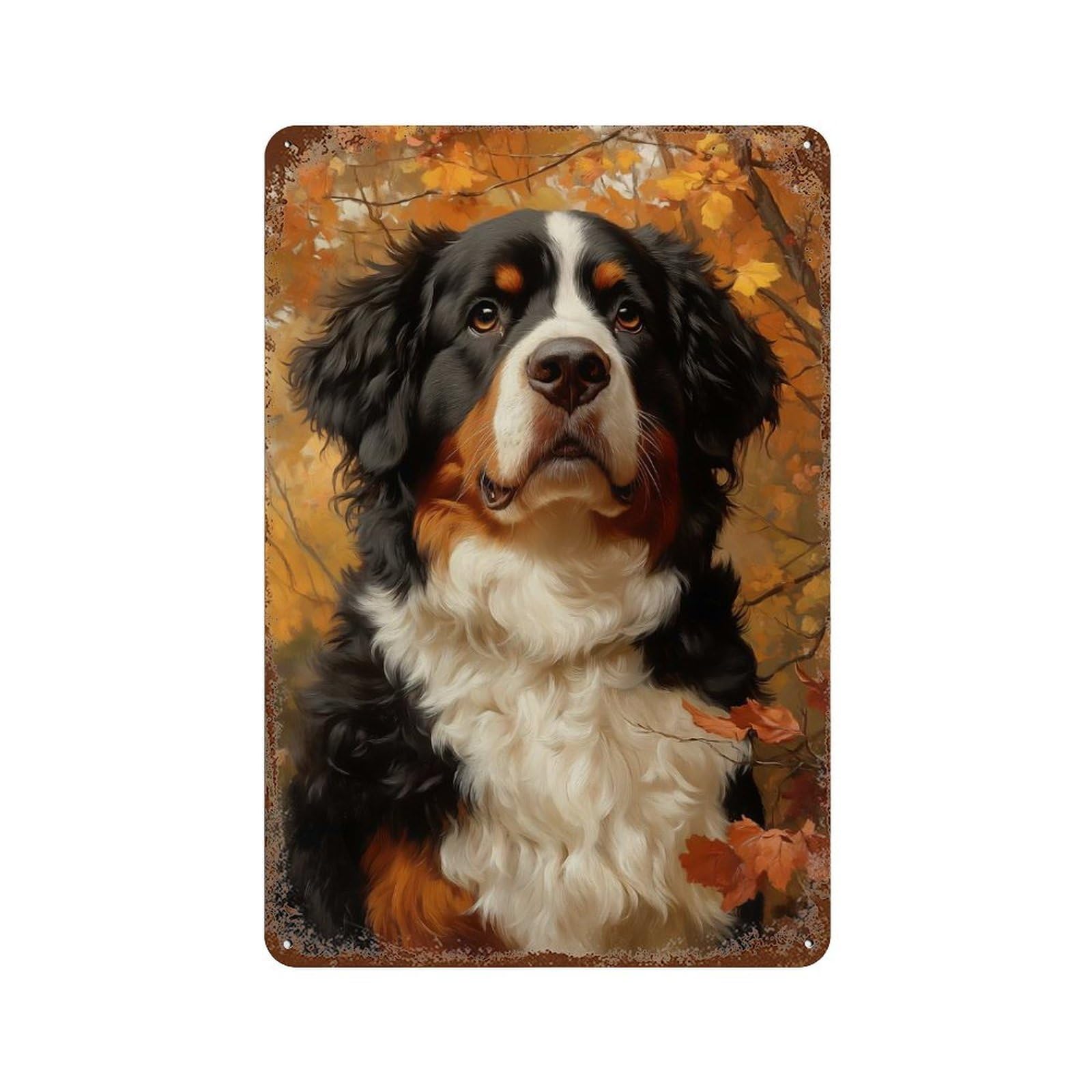 Rust Effect Bernese Mountain Dog Portrait Decorative Tin Sign 11.8"x7.9", Vintage Wall Decor for Farmhouse, Kitchen And Entryway Decor