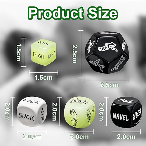 Vista 31 de Juego de 2 dados para parejas, ideas para citas, edición nocturna, portátil, regalo de aniversario y San Valentín para hombres y mujeres, múltiples