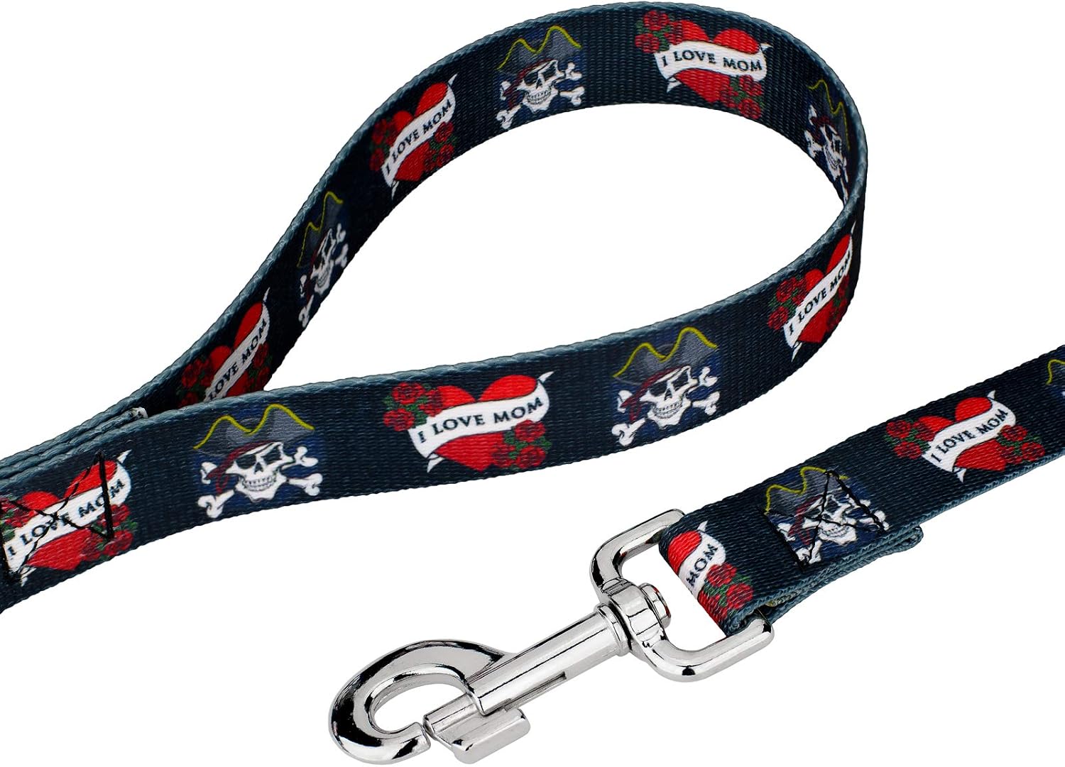 Country Brook Petz - I Love Mom Everyday Dog Collar and Leash - Attitude Collection Featuring Untamed Designs (1 Inch, Large)