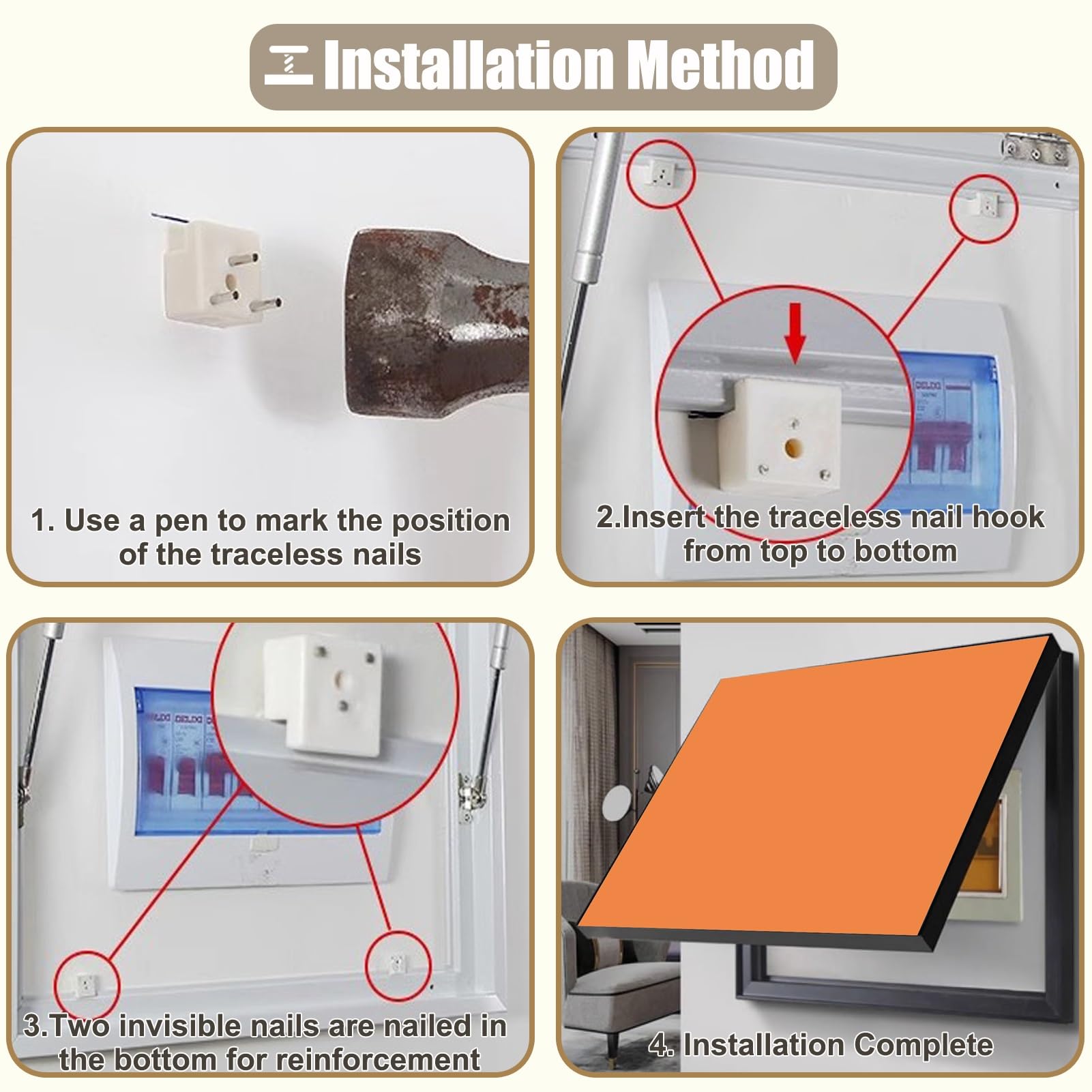 Copri Cassaforte a Muro Copertura Decorativa per Scatola Interruttori Nascosta per Homeline, Copertura per Contatore Elettrico da Esterno in Legno e PVC, Coperchio a Riba
