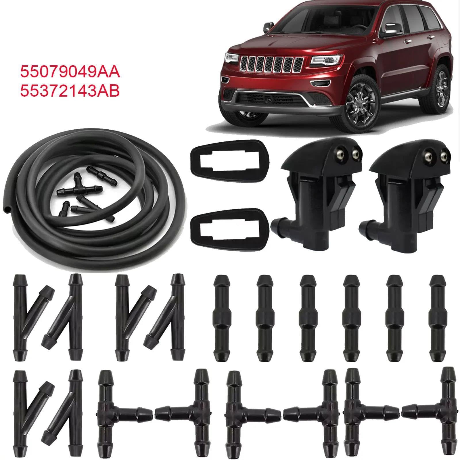 Scheibenwaschdüse Sprühstrahl Und Schlauch Für Jeep Für Grand Cherokee WK2 Für Liberty KK Für Commander HGMGFYCX(With Connector)