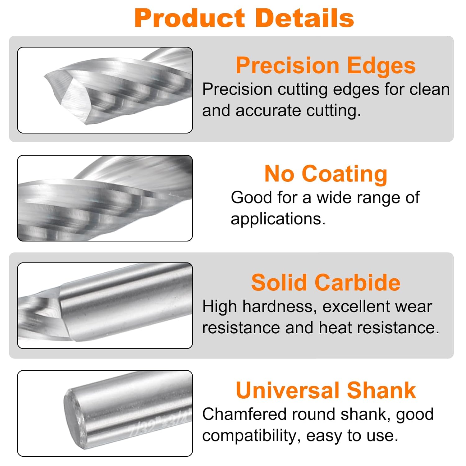 HARFINGTON Spiral Router Bit 7/32" Cut Dia 7/32" Shank Up Cut Solid Carbide 1 Flute CNC End Mill Milling Bits for Wood Plastic Soft Metal (3/4" Cut Length 2-1/2" Long)