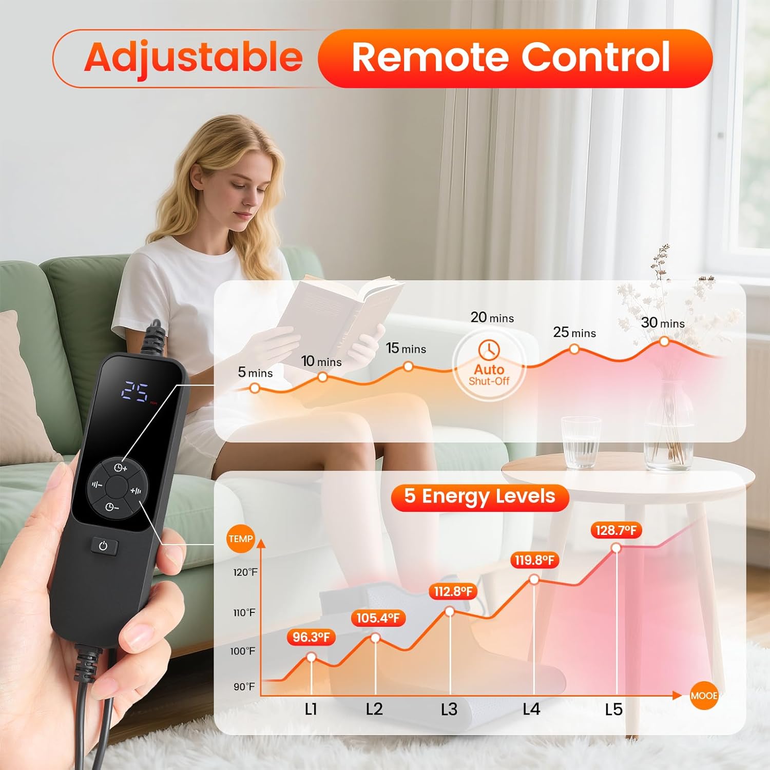 LIGHTIUM Red Light Therapy for Feet – 630 LED Chips, Dual Wavelength (660nm+850nm) Infrared Red Light Therapy for Foot & Ankle Pain Relief, Full Coverage Neuropathy Support, Adjustable Modes & Timer - Image 5