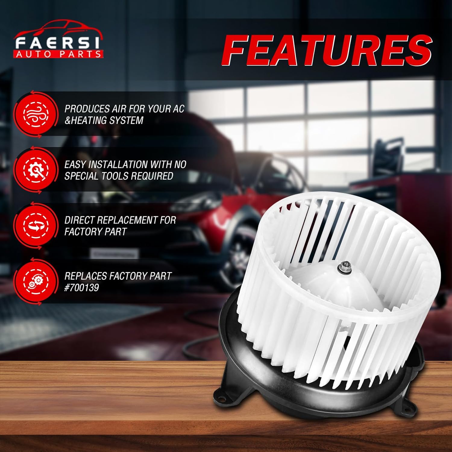 FAERSI AC Plastic Heater Blower Motor with Fan Cage Compatible with 2004-2008 Ford F-150, 2003-2006 Ford Expedition, 2006-2008 Lincoln Mark LT, 2003-2006 Lincoln Navigator 700139, 6L1Z19805B