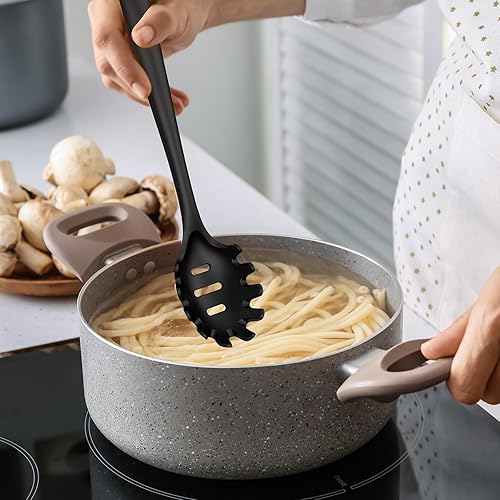 Miniatura 7 de oannao Juego de utensilios de cocina de silicona, utensilios de cocina de silicona resistentes al calor de 600 F, espátula, cuchara, batidor,