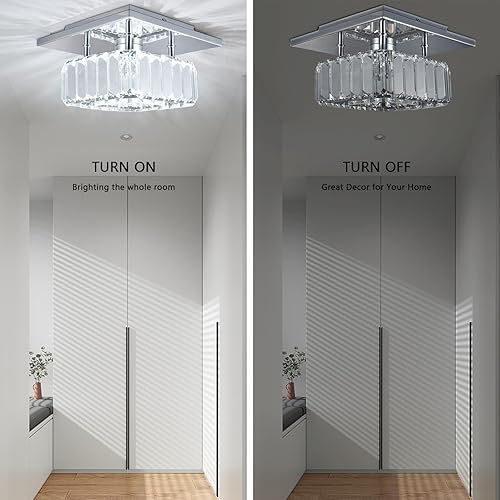 Miniatura 10 de CLAIRDAI Lámpara de techo de cristal cuadrada de montaje empotrado, lámpara de techo LED moderna para cocina, pasillo, vestíbulo, sala de estar,