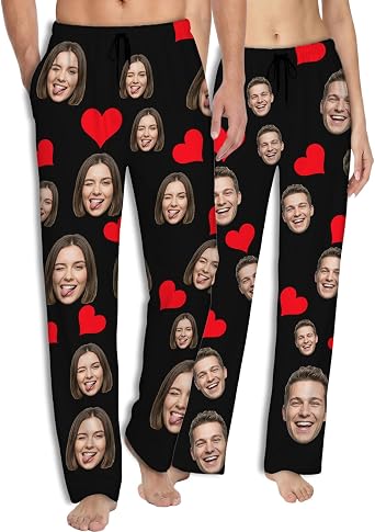 Custom Pajamas Pants With Photo Face Valentines Day Gifts For Couples Women Men Personalized Gifts For Him Her