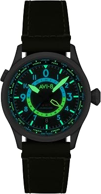 AVI-8 | FLYBOY | Wingman Worldtimer GMT Automatic Watch | 41mm | Jungle Green