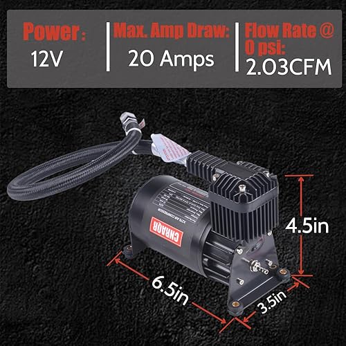 Miniatura 6 de Compresor de suspensión de paseo de aire 150PSICompresores de bocina de tren de aire de servicio pesado 14NPT 12V para bocinas de cochesistemas de