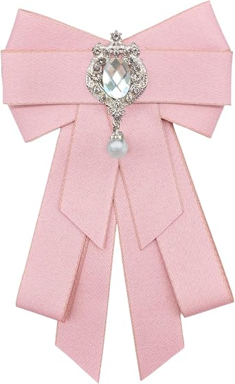 Rhinestone Womens Bow Tie Ribbon Bow Ties for Women Pre-Tied Brooch Women Neck Tie for Wedding Party