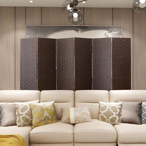 Miniatura 5 de cocosica Divisor de habitación y pantalla de privacidad plegable, divisor de pared con doble lado tejido, separador de 6 paneles divisores de