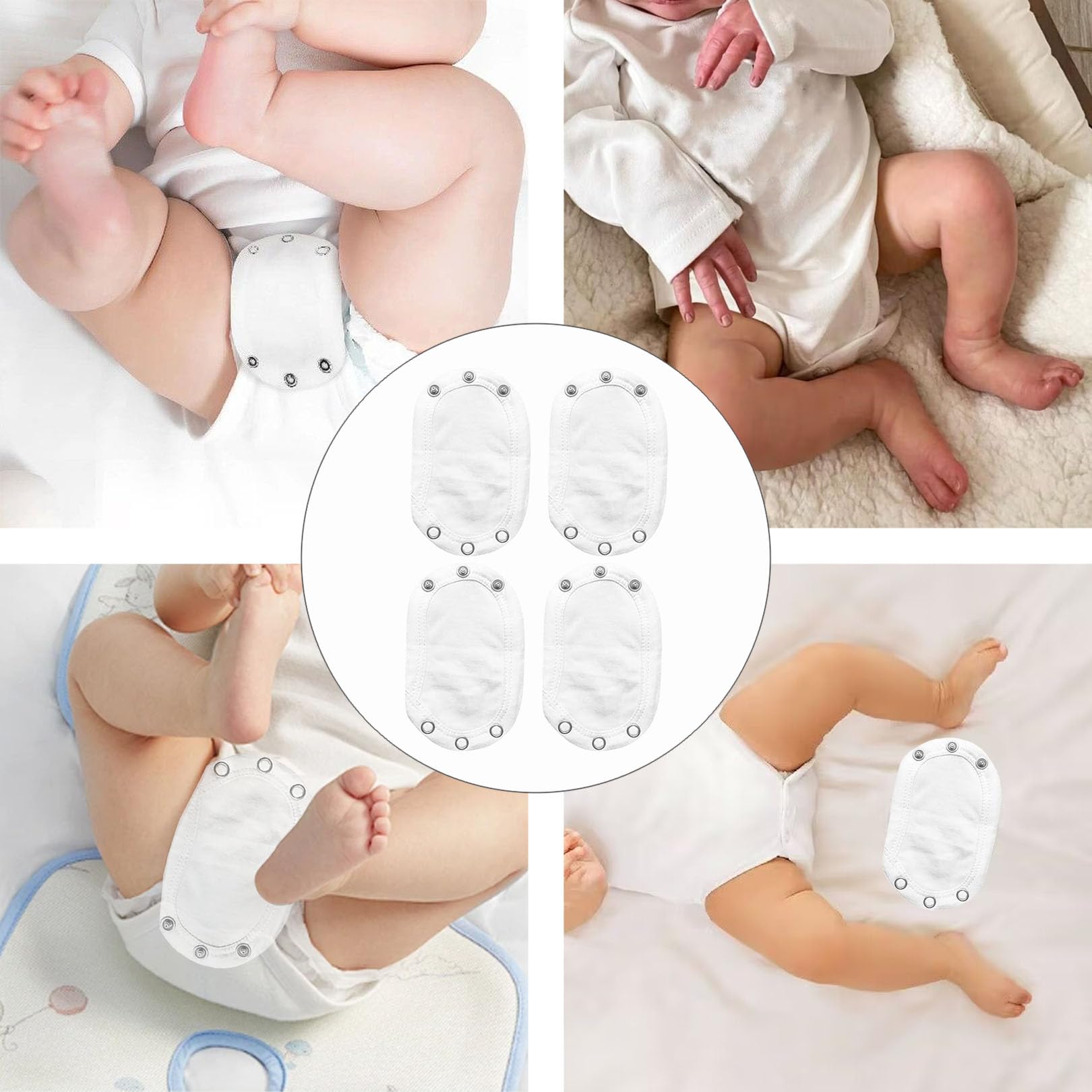 4 Stücke Bodyverlängerung,Bequem Body Verlängerung,Baumwollmaterial,Body Verlängerung,Einstellbare Bodysuit Extender,Universal Verlängerungen,Geeignet für Verlängerung (Weiß)
