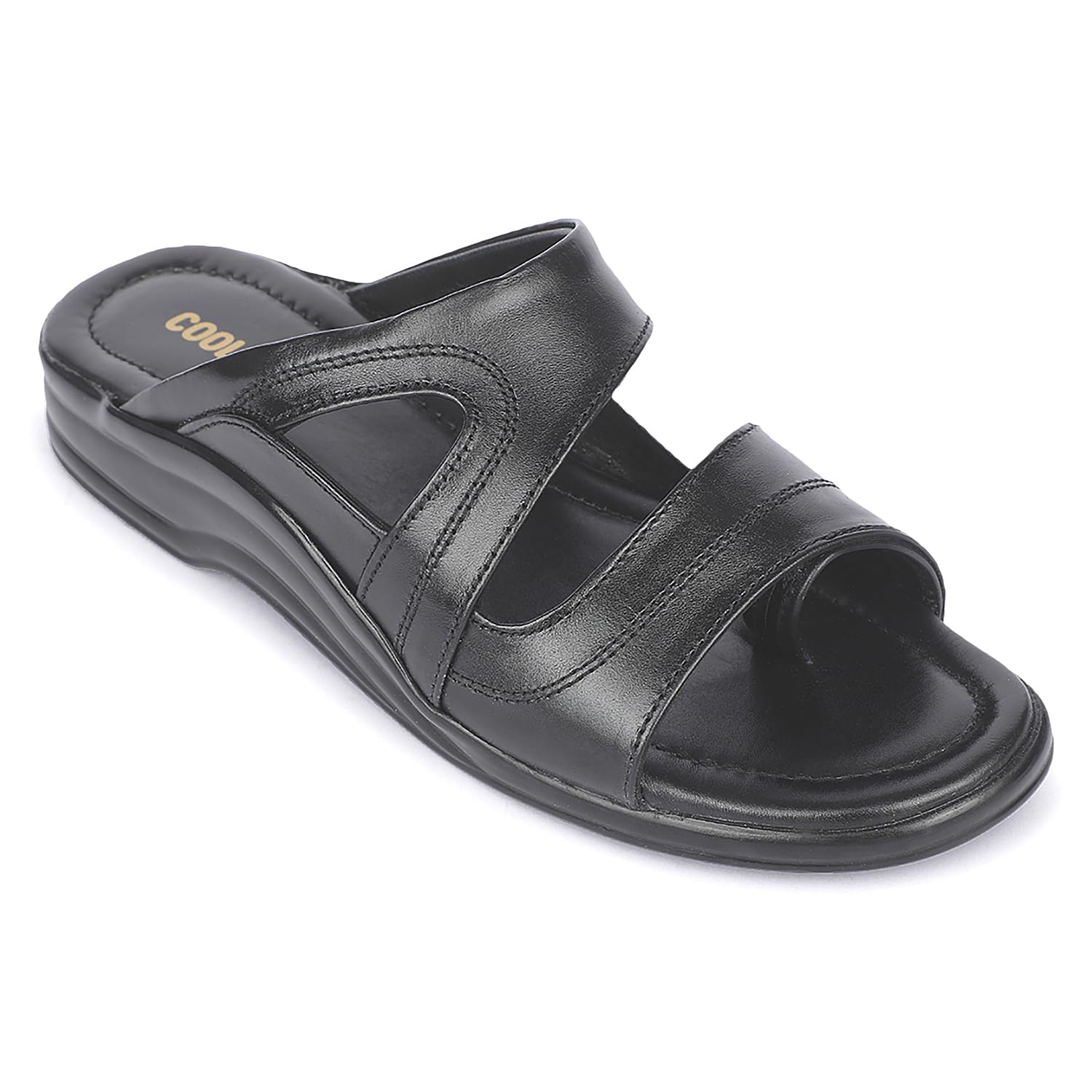 liberty Coolers Black Leather Home Slippers for Men - Slip-On-picture-2