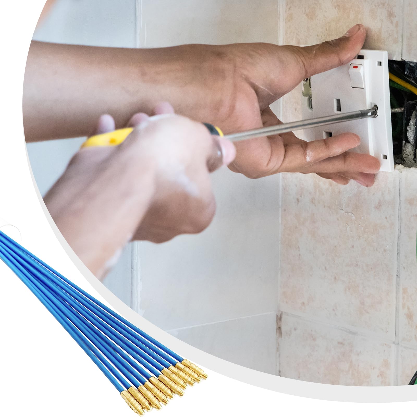 20 Varillas De Acceso Para Cables, Barra De Acoplamiento De Electricista, Kit De Entrada De Cable De Fibra De Vidrio, Espiral RetráCtil Con Muelle GuíA, Ayuda Para Tirar De Cables (33 cm)
