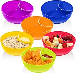 Weewooday Snack and Dip Bowls, Chips Serving Bowls Anti Soggy Divided Bo...