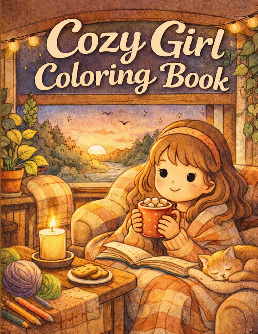 Cozy Girl Coloring Book: Bold & Easy Designs for Relaxation: 64 Simple & Cute Pages for Teens & Adults to Unwind and Destress