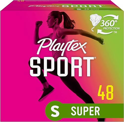 Miniatura 25 de Playtex Paquete múltiple de tampones deportivos (24 unidades regular/24 ct super), sin fragancia, 48 unidades, tampones regulares y super, paquete
