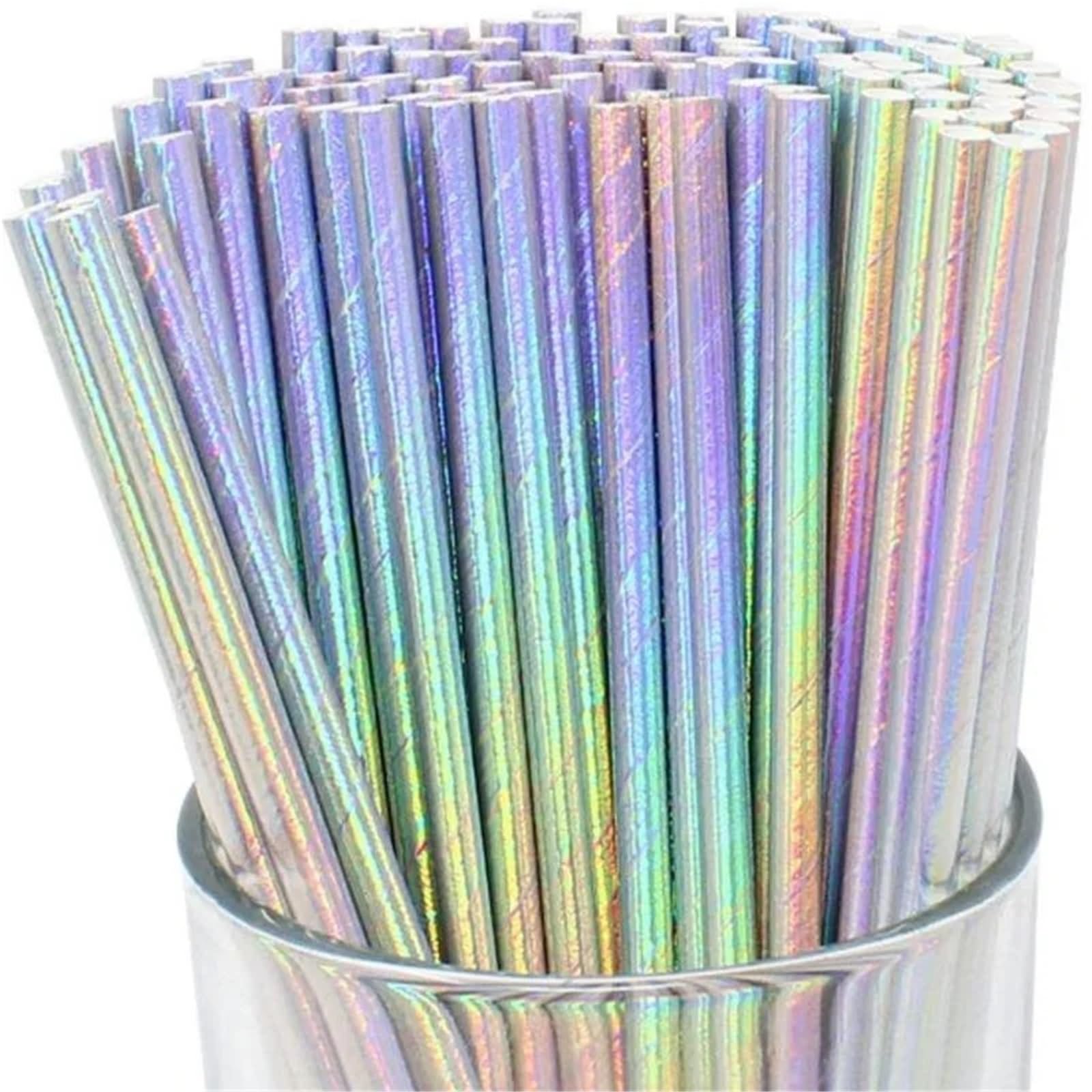 las pajitas de papel, Pajitas de papel desechables for fiesta 250 piezas Multicolor(Silvery)