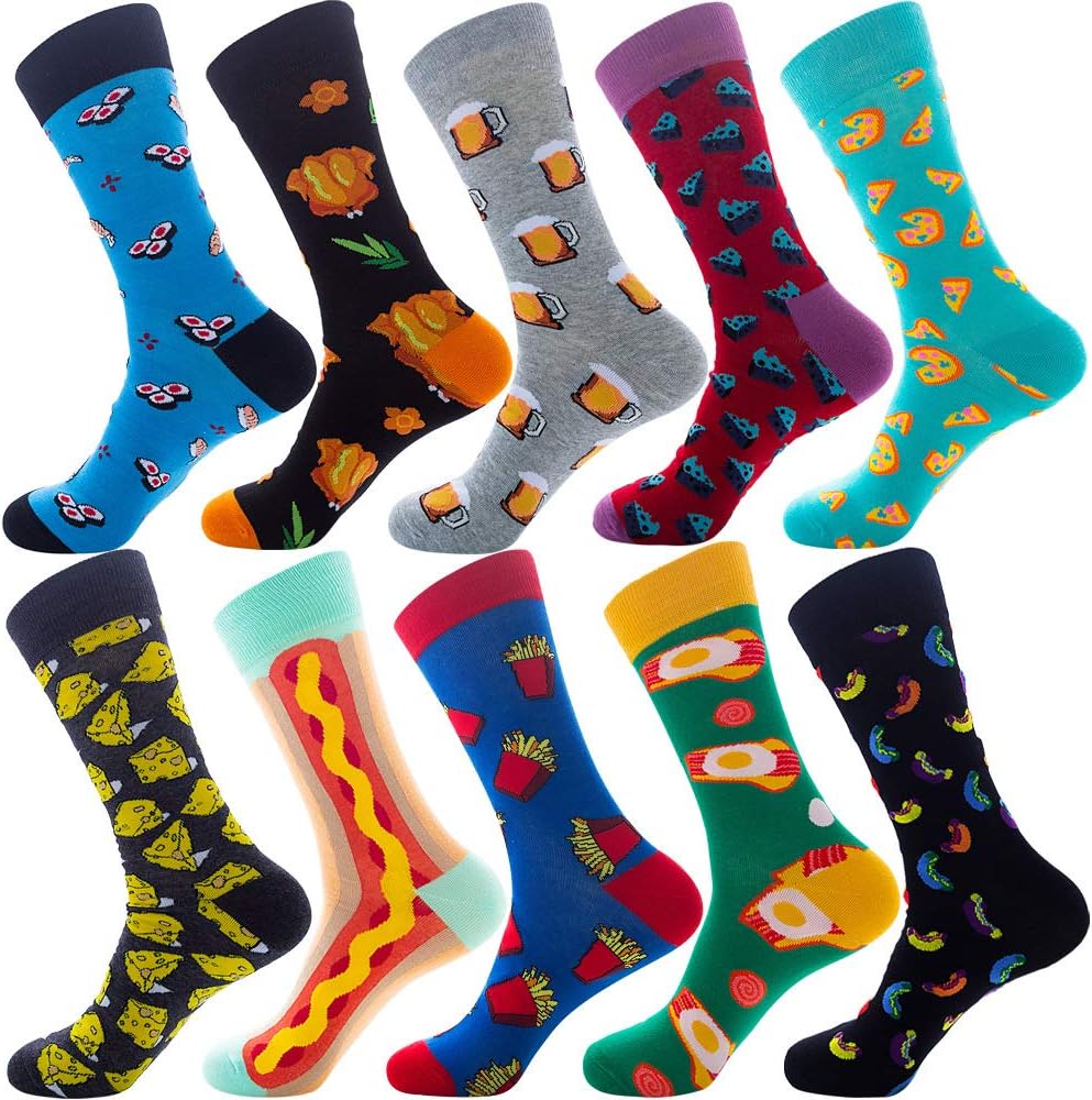IVORIE2 Pairs Men's Novelty Socks Creative Funny Decorative Natural Cotton Fashionable