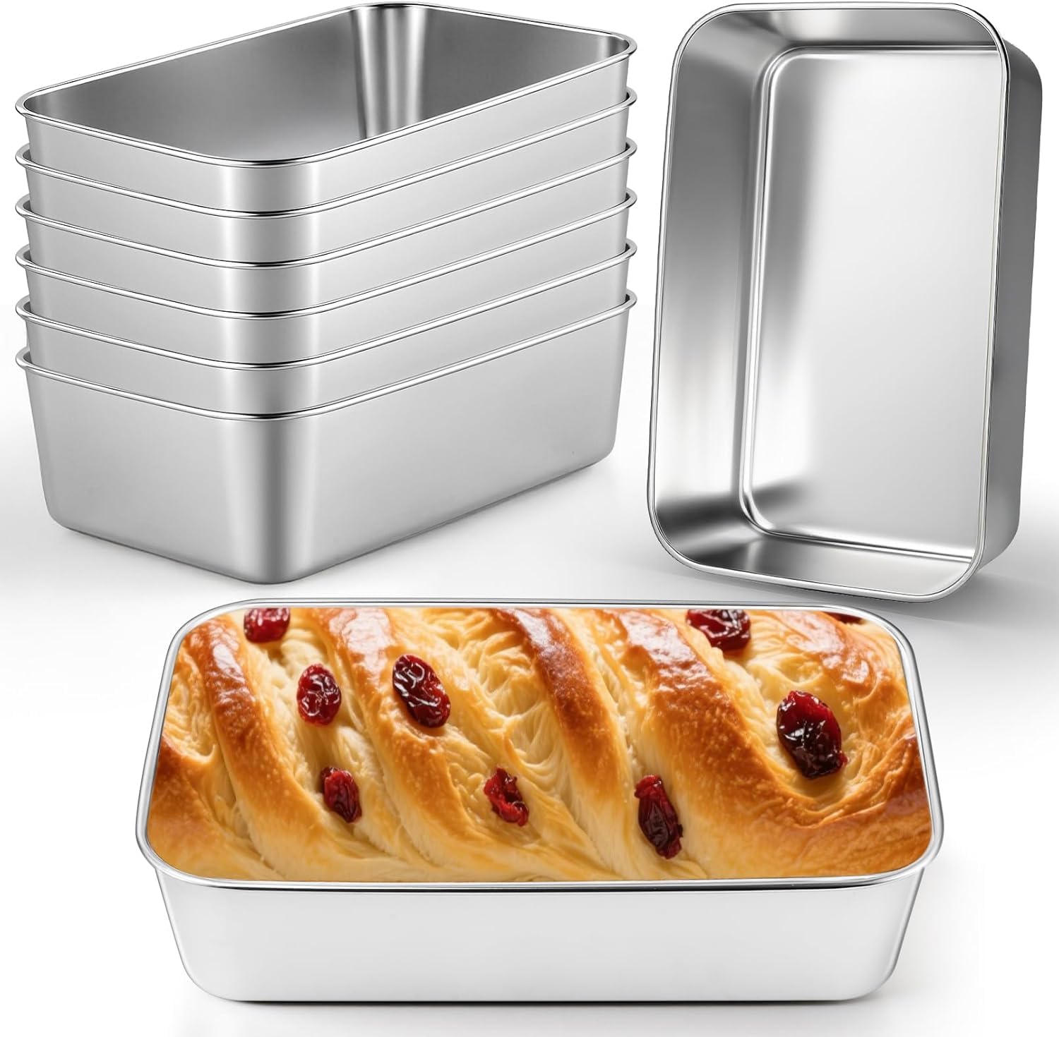 Moule à pain en acier inoxydable lavable au lave-vaisselle x8