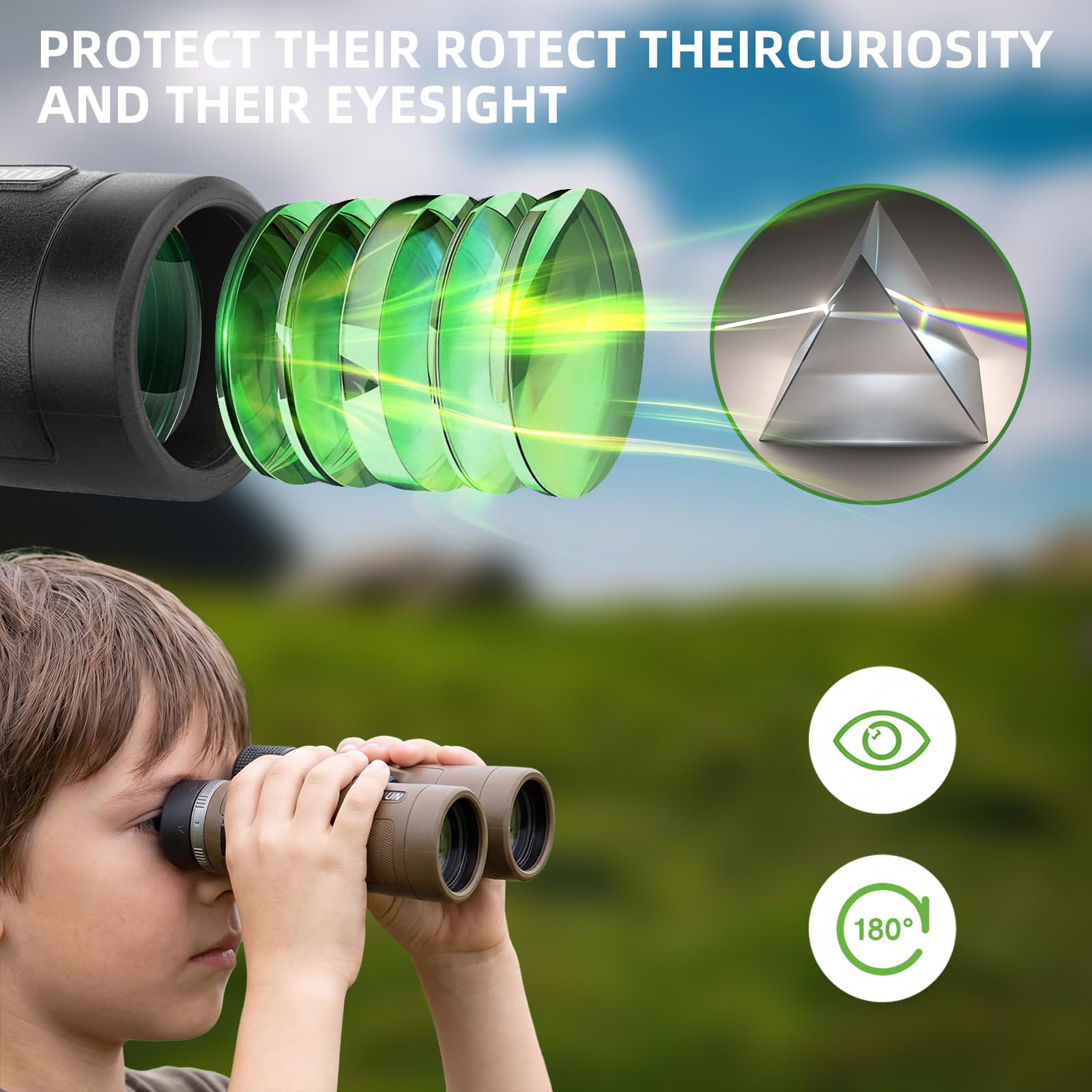 Binocolo compatto per adulti 12x32 ad alta potenza, binocolo tascabile per il birdwatching, impermeabile con lenti BAK4 FMC, leggero e utilizzabile con una sola mano