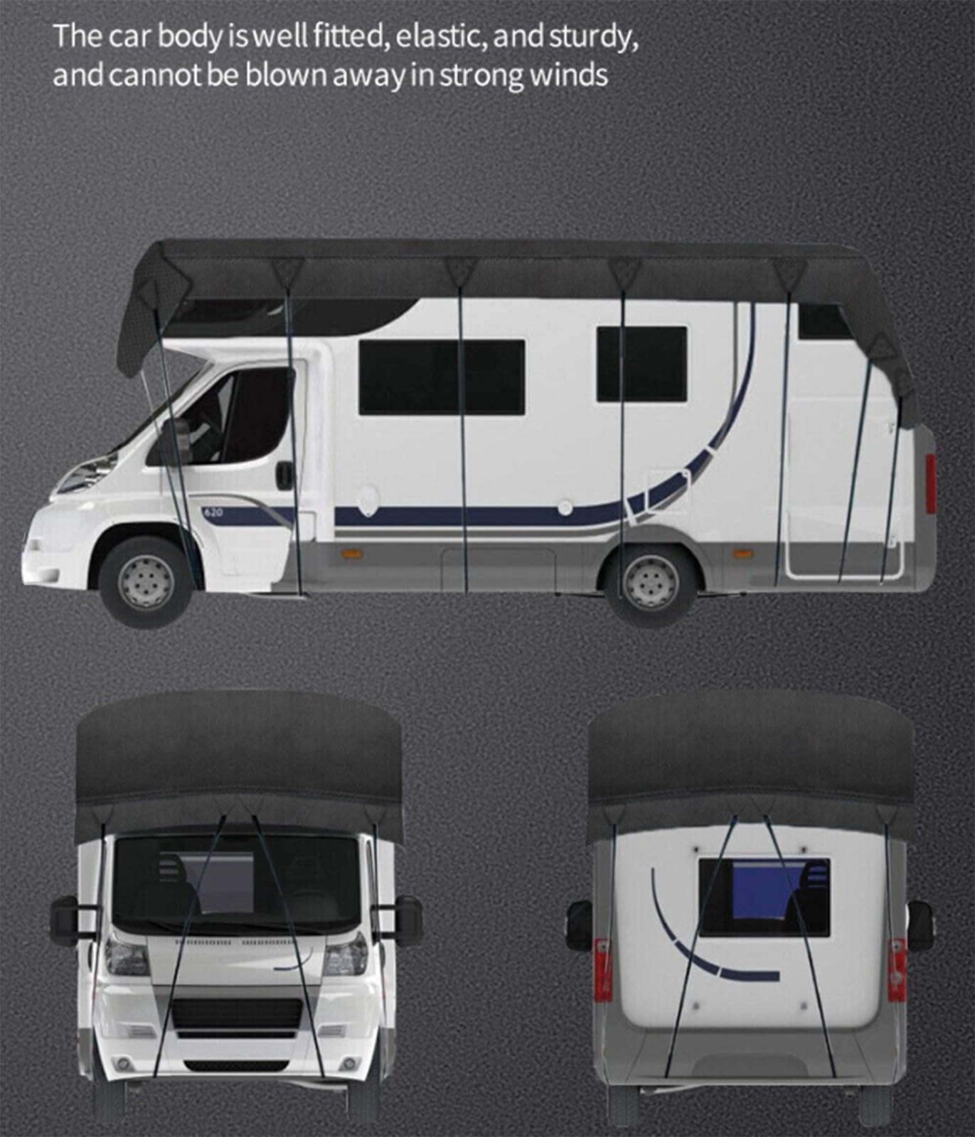 FUELIX Cubiertas para Autocaravanas Oxford 210D, Cubierta De Protección De Techo, Funda Protector Solar Impermeable Y Antinieve para Remolque, Camión De RV 8.5 * 3m