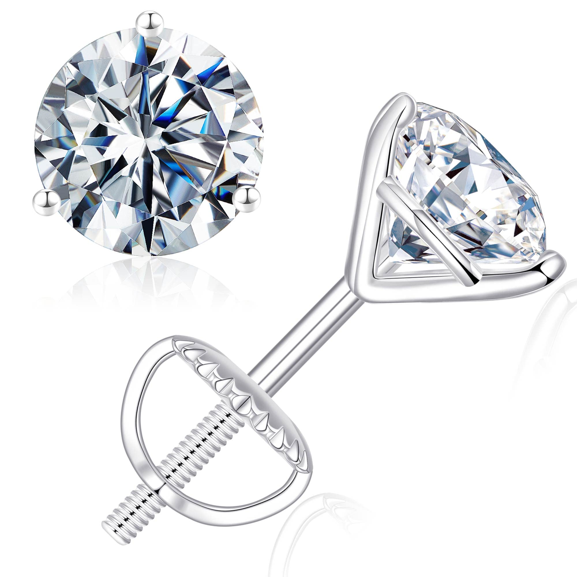 Martini Orecchini Moissanite Donna 0.6 Ct: Oro Bianco 14k, Colore D, Purezza VVS1, Diamanti Creati In Laboratorio