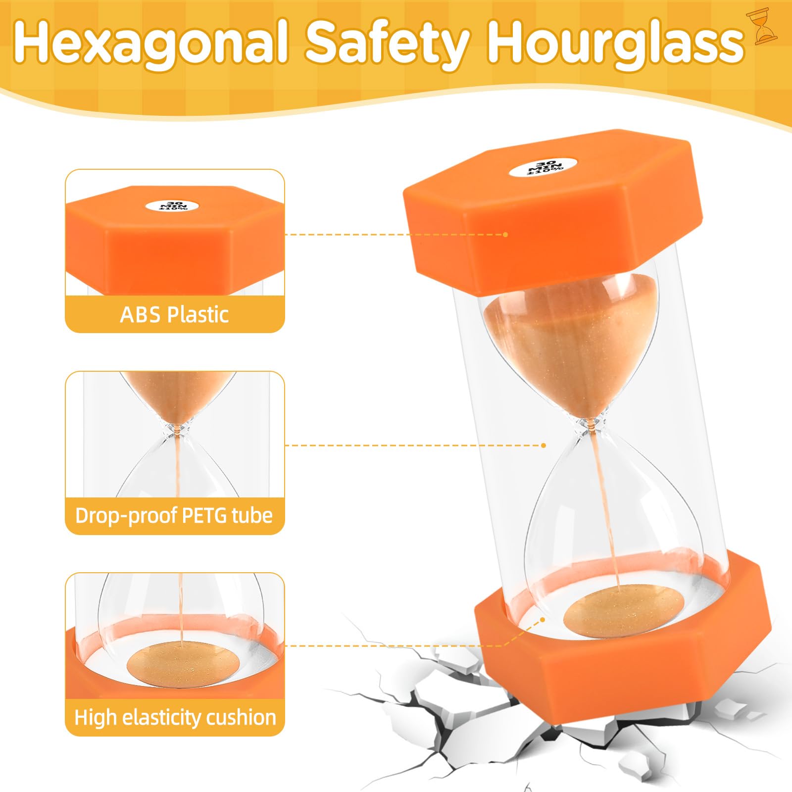 CEOTIS Sand Timer,6 Colors Hourglass Sandglass Sand Clock Timer,Sand Timers for Kids Time Management Includes 1Min / 2Mins / 3Mins / 5Mins / 10Mins / 30Mins for Classroom Game Home Office Decoration - Image 4