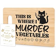 Funny Black Cat Bamboo Cutting Board, This Is Where I Murder Vegetable Cutting Board, Housewarming Birthday Gifts for Cat Lovers Friends, Chopping Boards for Kitchen Decor -015