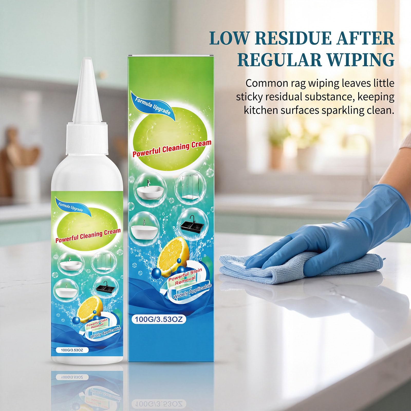 Limpiador de cocina y desengrasante para cocina, horno, campana extractora y freidora de aire caliente, crema limpiadora altamente eficaz para eliminar manchas de aceite en diferentes superficies, 100