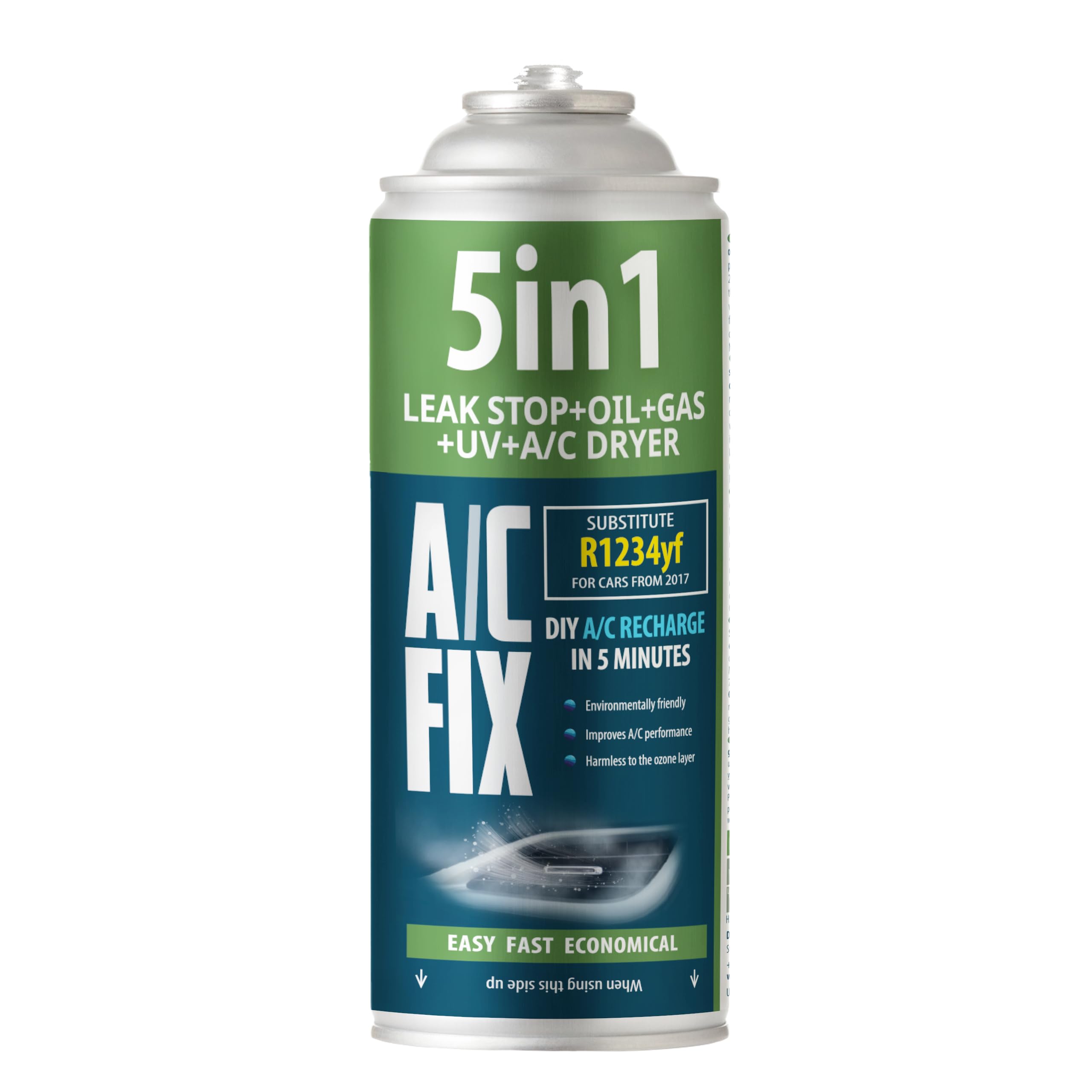 AC FIX 5-in-1 – R1234yf + Hose + Adapter Refrigerant for Car Air Conditioning with Oil, Sealant, UV Dye, Desiccant – Quick Application – Protects the Compressor — view 4