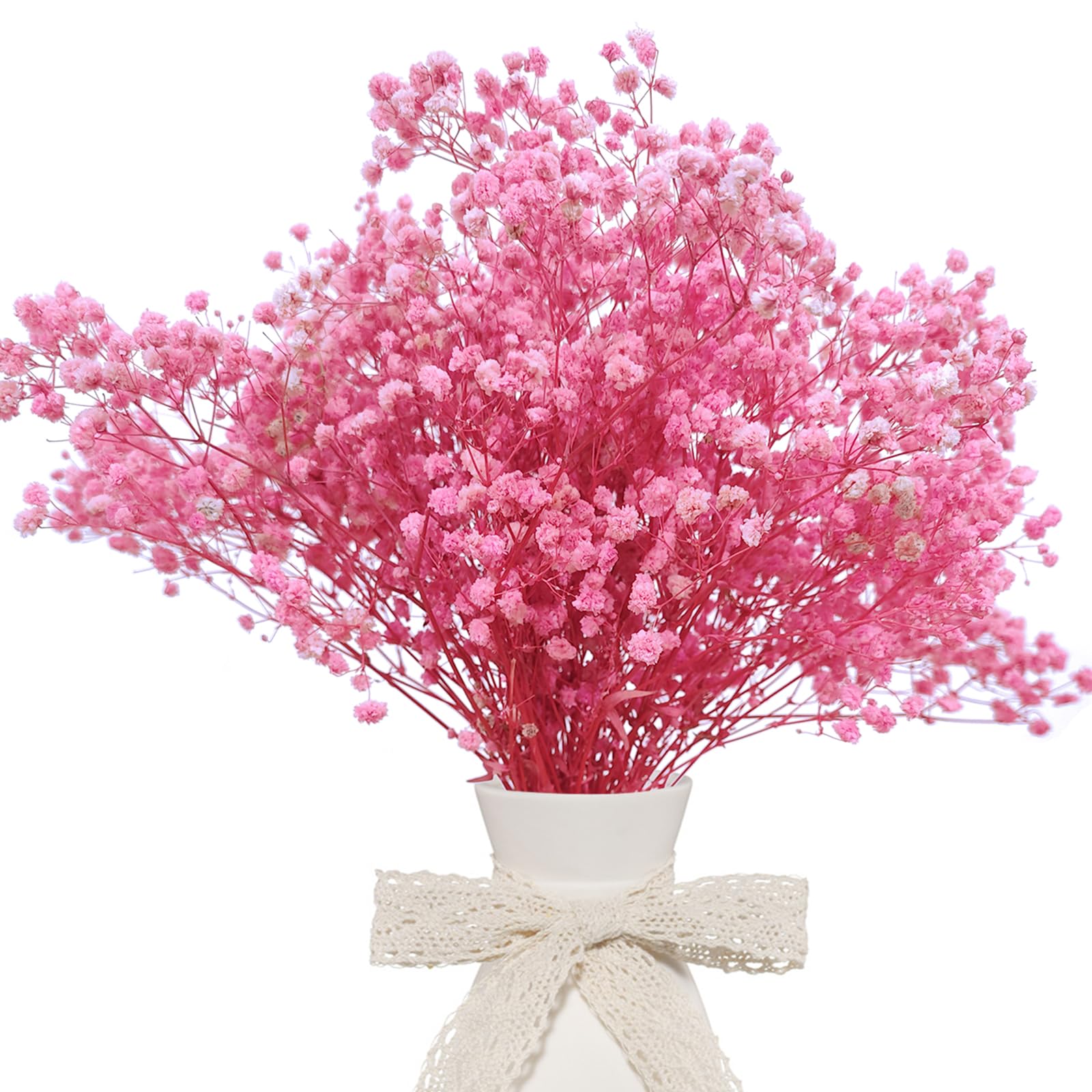 CoolCrafts Dried Babys Breath Bulk Natural Dried Gypsophila FLowers Pink Babys Breath Stems for Home Decor, Weddings, Crafts
