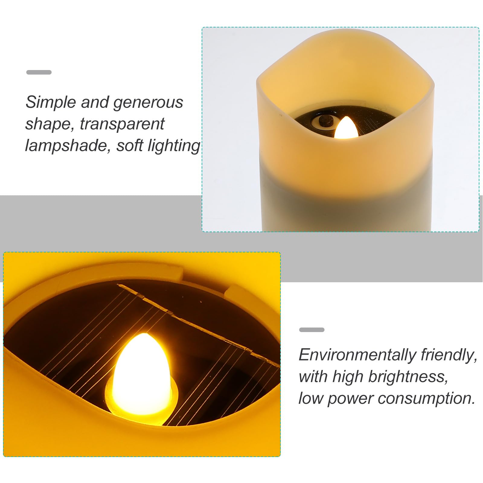 Lampada Candela Solare LED senza Fiamma 4 Pezzi Bianca