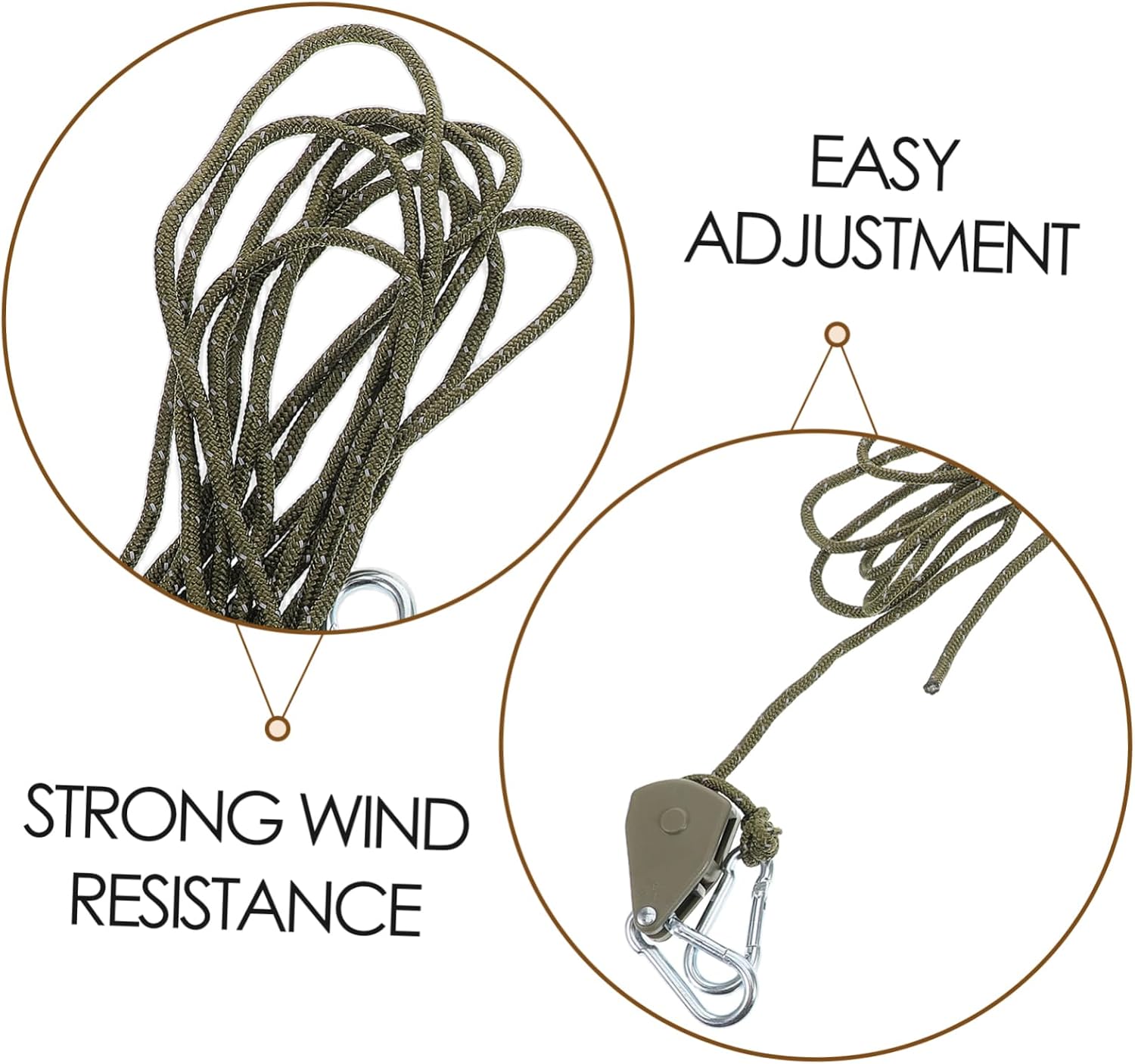 TOYANDONA 2sets Reflective Nylon Camping Rope Cord with Pulley Adjuster Wind Rope Buckle for Tents Lightweight Portable Adjustable Climbing Support for Outdoor Adventures