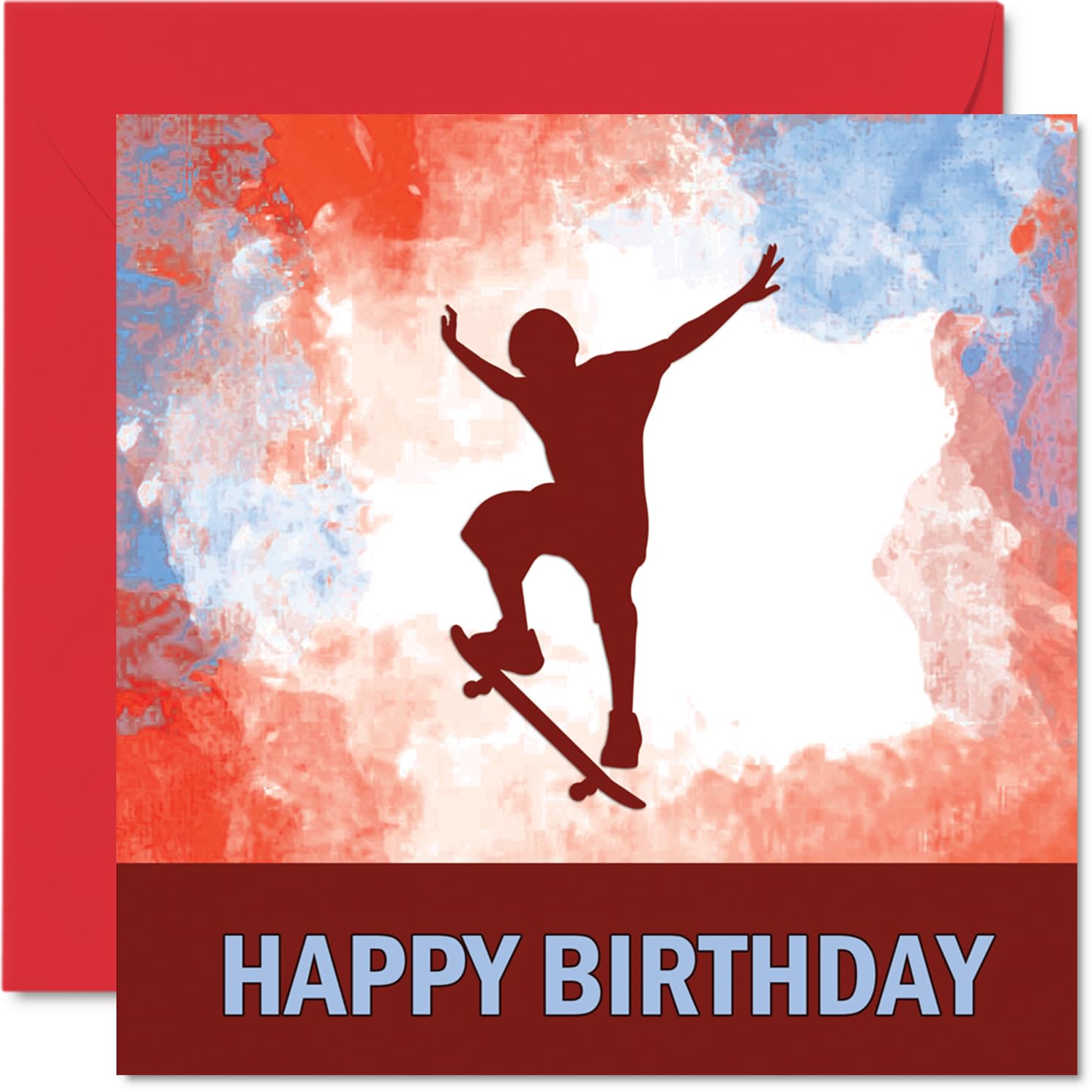 Skateboarding Sport Birthday Cards - Boys in Sports - Happy Birthday Card for Boy Son Brother Grandson Nephew Uncle Cousin, 145mm Bday Greeting Cards