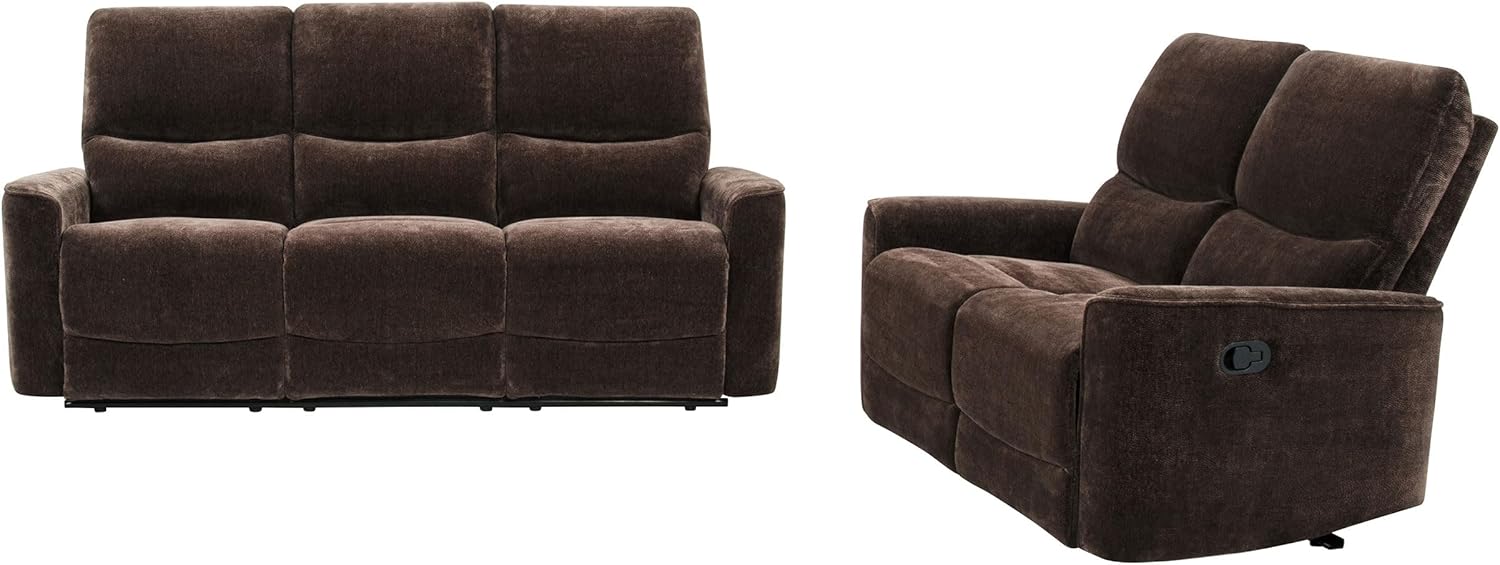 Coaster Home Furnishings - Navarro - 2-Piece Upholstered Reclining Sofa Set with Channel Tufting, Manual Recline, and Padded Armrests - Living Room - Dark Brown - 609571-S2