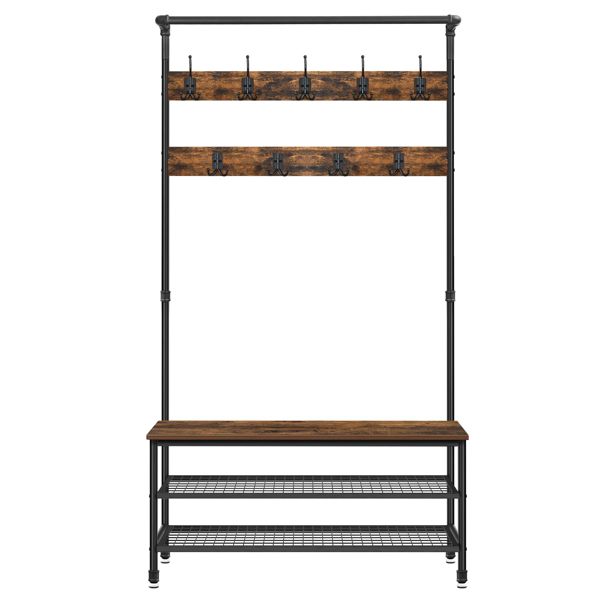 VASAGLE Coat Rack Stand, Large Coat Tree with 9 Hooks and Shoe Rack